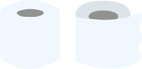 シンプルにデフォルメしたトイレットペーパーの手描きイラストセット