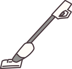 シンプルにデフォルメした白いスティック型掃除機のイラスト