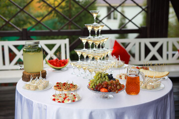 food and drinks on a beautiful festive table