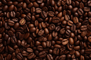 Roasted coffee beans background.