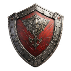 Medieval knight's shield coat of arms isolated on transparent and white background. PNG transparent