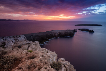 Sunset from Cavalleria Cape, Menorca Island, Spain