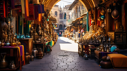 interior of the hall, Traditional Syrian bazaar in Damascus, suq, israel, jerusalem, bazaar, tourist attraction, souvenir, shopping, market stall, souk, sook, market hall, jewish, market place, marke
 - obrazy, fototapety, plakaty