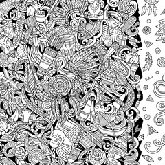 Native American hand drawn vector doodles frame