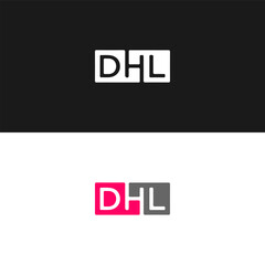 DHL logo. D H L design. White DHL letter. DHL, D H L letter logo design. Initial letter DHL linked circle uppercase monogram logo.