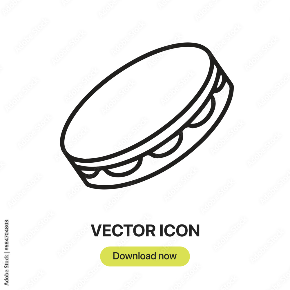 Aufkleber Tambourine icon vector. Linear-style sign for mobile concept and web design. Tambourine symbol illustration. Pixel vector graphics - Vector.	
