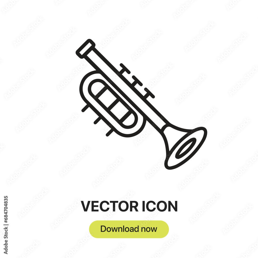 Poster trumpet icon vector. linear-style sign for mobile concept and web design. trumpet symbol illustratio