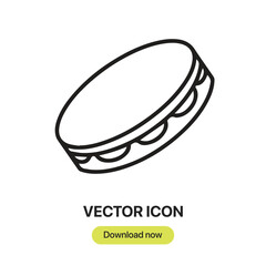 Naklejka premium Tambourine icon vector. Linear-style sign for mobile concept and web design. Tambourine symbol illustration. Pixel vector graphics - Vector. 
