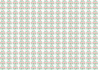 Christmas Wrapping Paper. Text and Leaf  in Vector design. 