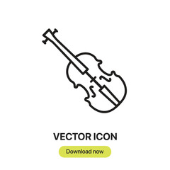 Violin icon vector. Linear-style sign for mobile concept and web design. Violin symbol illustration. Pixel vector graphics - Vector.	