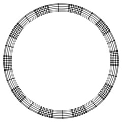 Round frame  vintage pattern design template. Circle border designs plaid fabric texture. Scottish tartan background for collage art, gif card, handmade crafts.