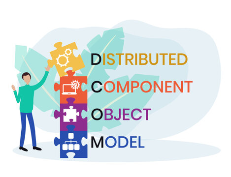 DCOM - Distributed Component Object Model acronym. business concept background. vector illustration concept with keywords and icons. lettering illustration with icons for web banner, flyer