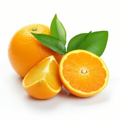 Fresh tasty oranges on white background