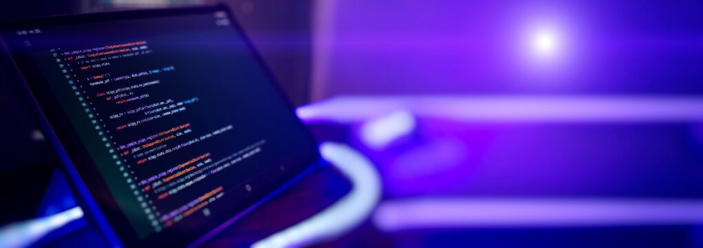 Source code photo. Technology background.Software development.