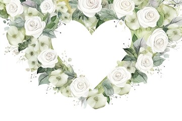 Floral watercolor background in the form of a Heart. Watercolor illustrations for Prints, wall drawings, covers and invitations.