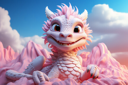 chinese pink dragon in the sky