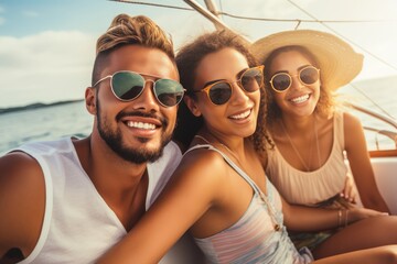 Millennial Friends Enjoy Diverse Summer Vacation On Boat