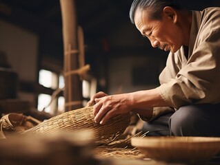 Japanese people  make asian Traditional craft creativity and handmade concept - obrazy, fototapety, plakaty