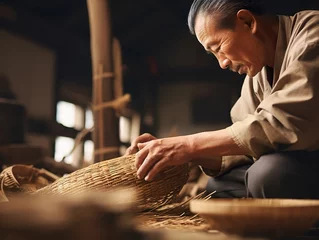 Rolgordijnen Japanese people  make asian Traditional craft creativity and handmade concept © Wanda