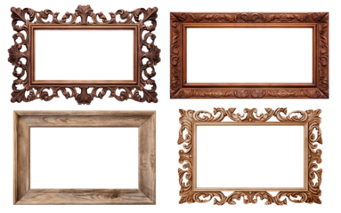 Set of wooden rectangular frames, cut out