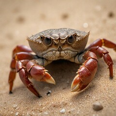 1. A picture of a floating sea crab on the sand. 