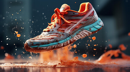 colorful running shoe. Generative AI.