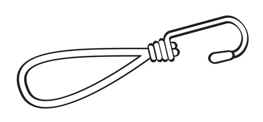 Drawing cartoon, elastic with hook. Cord with Hooks. Bungee spider sign. Rope icon. For Braided elastic strap with hooks. Elastic band. Bungee cords. Rubber strap with steel hooks. luggage rack.