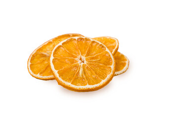 dried orange slices isolated on white background. Clipping Path.