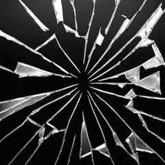 Sharp mirror shards in a circular pattern on a black background