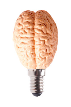 Human brain in form of light bulb