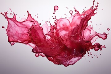 Abstract red burgundy wine splashes on white background
