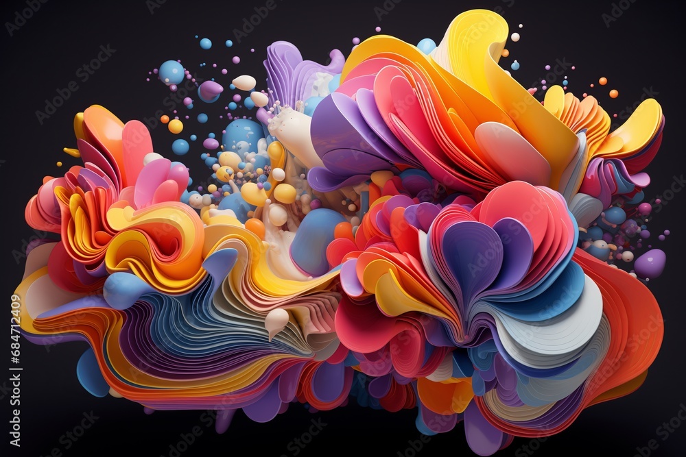 Aufkleber multilevel mesmerizing colors overlay, abstract visualization with varied and harmonious color palet