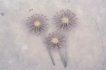 Dandelions shaped like fireworks with blurred lights for Christmas and New Year's theme on grey background