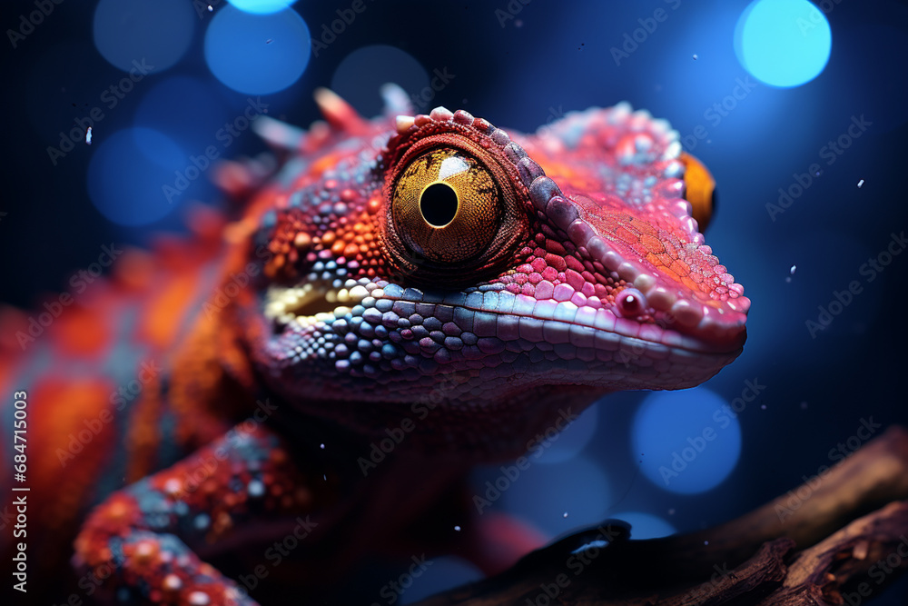 Aufkleber an abstract gecko with a galactic gaze, merging cosmic elements with the distinctive features of the