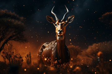 A gazelle depicted with galactic grace, combining celestial elements with the elegance and agility of these swift herbivores.