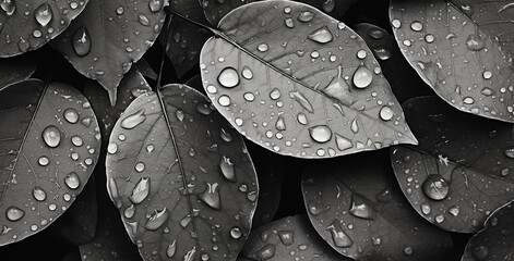 water drops on a leaf. Generative AI.