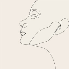 Portrait of a beautiful woman One line drawing Vector illustration