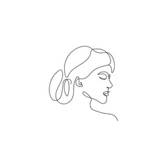 continuous line drawing of a woman's face Vector illustration