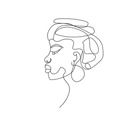 Continuous one line drawing of a beautiful woman face Vector illustration