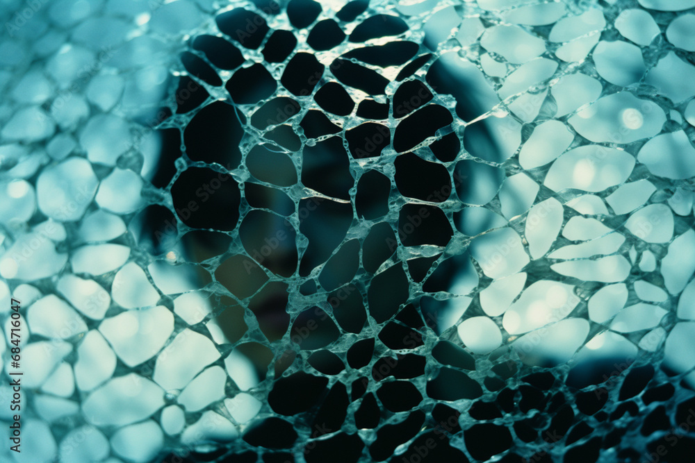 Poster Abstract patterns resembling a web of connectivity enveloping a person, symbolizing the interconnectedness and digital aspects of web design.