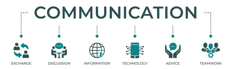 Fototapeta na wymiar Communication banner web icon vector illustration concept with icon of exchange, discussion, information, technology, advice, and teamwork