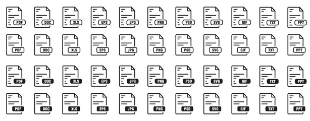 File format icon collection . Document format file icon, vector illustration eps 10 