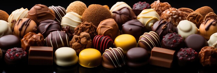 Assorted chocolate candies in red yellow colors
