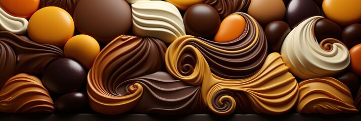 Abstract chocolate waves pattern, banner 