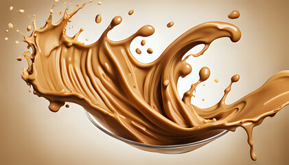 Peanut butter concept in a flow of waves