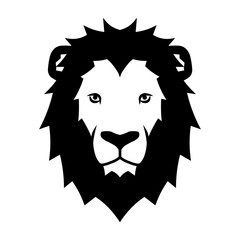 Lion head logo. Wildlife face icon. Heraldry and royal symbol. Vector illustration image.