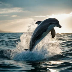 Rolgordijnen dolphin jumping in the water © KKY