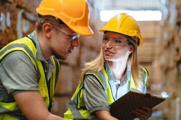 Female engineer using laptop computer for safety control checks or manufacturing maintenance work in factory building or construction site. woman engineer inspector working in industry product line