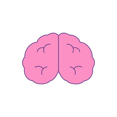 Y2k pink human brain trendy cartoon element contoured groovy style icon vector flat illustration