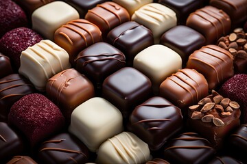 Fototapeta premium White brown red chocolates background